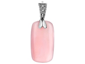 Pink Opal Rhodium Over Sterling Silver Pendant With Enhancer