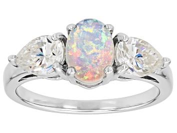 White Ethiopian Opal Rhodium Over Silver Ring 2.23ctw