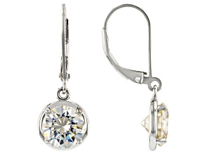 White Strontium Titanate Rhodium Over Sterling Silver Earrings 4.98ctw