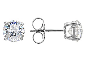 Strontium Titanate Rhodium Over Sterling Silver Stud Earrings 4.08ctw