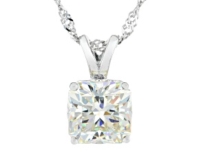 Strontium Titanate Rhodium Over Sterling Silver Pendant With Chain 3.54ct