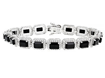 Picture of Black Spinel Rhodium Over Sterling Silver Tennis Bracelet. 24.14ctw