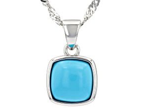 Sleeping Beauty Turquoise Rhodium Over Sterling Silver Pendant With Chain