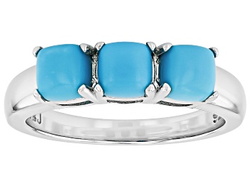 Picture of Sleeping Beauty Turquoise Rhodium Over Sterling Silver 3-Stone Ring