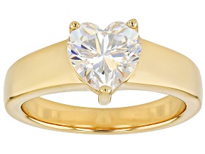 White Strontium Titanate 18k Yellow Gold Over Sterling Silver Solitaire Ring 2.34ct