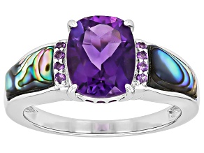 Purple African Amethyst Rhodium Over Sterling Silver Ring 2.48ctw