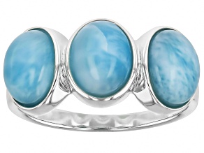 Blue Larimar Sterling Silver 3-Stone Ring