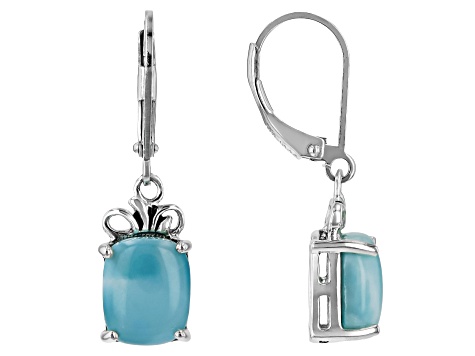 Blue Larimar Sterling Silver Dangle Earrings