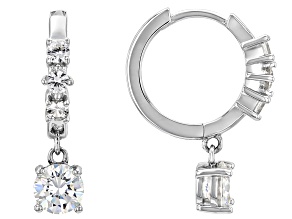 White Strontium Titanate Rhodium Over Sterling Silver Dangle Earrings 2.27ctw