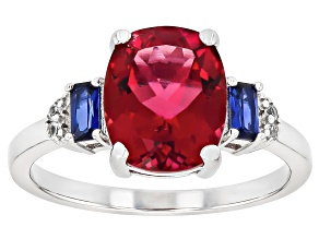 Red Lab Created Bixbite Rhodium Over Sterling Silver Ring 2.28ctw