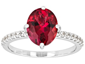 Red Lab Created Bixbite Rhodium Over Sterling Silver Ring 2.18ctw