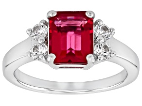 Lab Created Bixbite Rhodium Over Sterling Silver Ring 2.51ctw