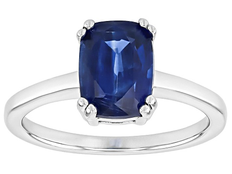 Blue Kyanite Rhodium Over Sterling Silver Solitaire Ring 2.35ct