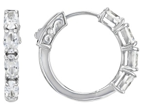 White Zircon Rhodium Over Sterling Silver Hoop Earrings 2.40ctw