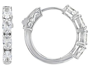 Picture of White Zircon Rhodium Over Sterling Silver Hoop Earrings 2.40ctw