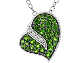 Green Chrome Diopside Rhodium Over Sterling Silver Pendant With Chain 0.30ctw