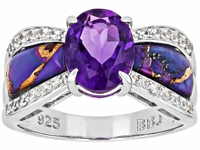 Amethyst Rhodium Over Sterling Silver Ring 2.55ctw