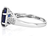 Blue Lab Created Sapphire Rhodium Over Sterling Silver Ring 3.34ctw