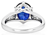 Blue Lab Created Sapphire Rhodium Over Sterling Silver Ring 3.34ctw