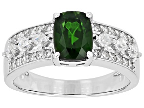 Chrome Diopside Rhodium Over Sterling Silver Ring 1.87ctw