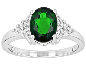 Chrome Diopside Rhodium Over Sterling Silver Ring 1.87ctw