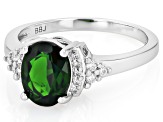 Chrome Diopside Rhodium Over Sterling Silver Ring 1.87ctw