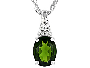 Green Chrome Diopside Rhodium Over Silver Pendant With Chain 1.73ctw