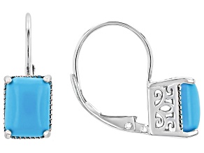 Blue Sleeping Beauty Turquoise Rhodium Over Sterling Silver Earring