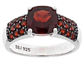 Red Garnet Rhodium Over Sterling Silver Ring 2.80ctw