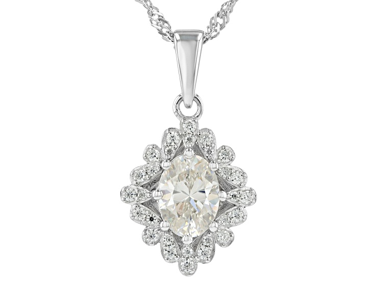 Strontium Titanate Rhodium Over Sterling Silver Pendant With Chain 1.93ctw
