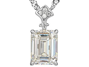 White Strontium Titanate Rhodium Over Sterling Silver Pendant With Chain 3.57ctw