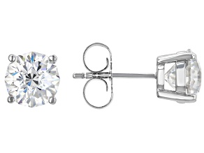 White Strontium Titanate Rhodium Over Sterling Silver Stud Earrings 3.36ctw