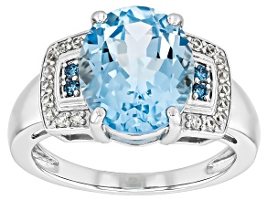 Sky Blue Topaz Rhodium Over Silver Ring 5.30ctw