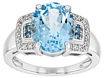 Picture of Sky Blue Topaz Rhodium Over Silver Ring 5.30ctw