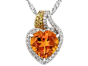 Madeira Citrine Rhodium Over Silver Pendant With Chain 3.38ctw
