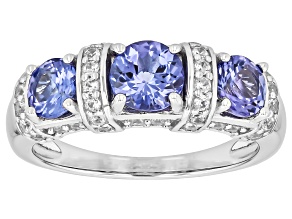 Blue Tanzanite Rhodium Over Sterling Silver Ring 2.16ctw