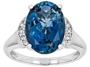 London Blue Topaz Rhodium Over Silver Ring 6.67ctw