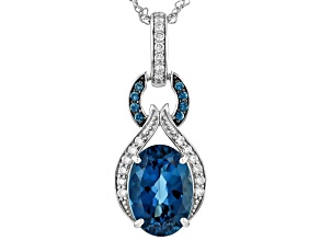 London Blue Topaz Rhodium Over Silver Pendant With Chain 6.96ctw