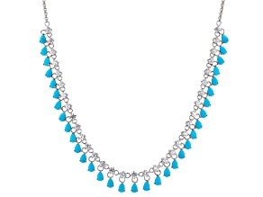 Blue Sleeping Beauty Turquoise Rhodium Over Sterling Silver Necklace 10.40ctw