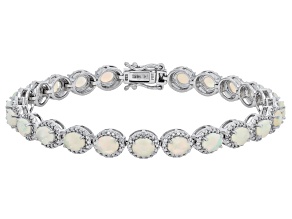 Ethiopian Opal Rhodium Over Sterling Silver Bracelet 5.30ctw