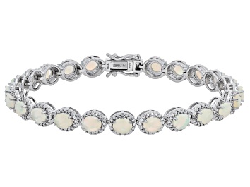 Picture of Ethiopian Opal Rhodium Over Sterling Silver Bracelet 5.30ctw