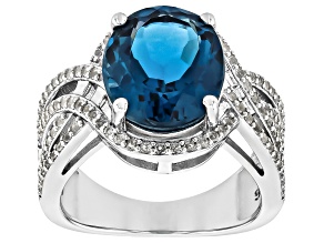 London Blue Topaz Rhodium Over Sterling Silver Ring 5.50ctw
