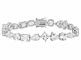 White Lab Created Sapphire Rhodium Over Sterling Silver Tennis Bracelet 27.53ctw