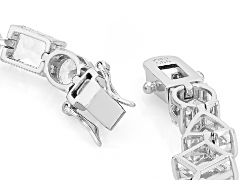 White Lab Created Sapphire Rhodium Over Sterling Silver Tennis Bracelet 27.53ctw