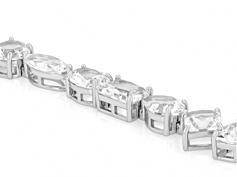White Lab Created Sapphire Rhodium Over Sterling Silver Tennis Bracelet 27.53ctw
