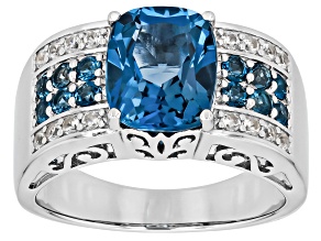 London Blue Topaz Rhodium Over Sterling Silver Ring 3.64ctw