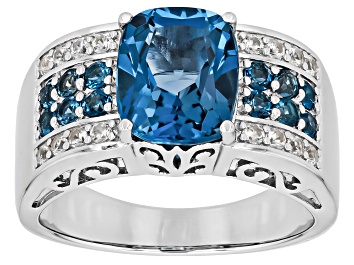 Picture of London Blue Topaz Rhodium Over Sterling Silver Ring 3.64ctw