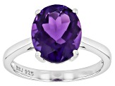 Purple Amethyst Rhodium Over Sterling Silver Solitaire Ring 3.96ct