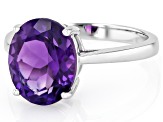 Purple Amethyst Rhodium Over Sterling Silver Solitaire Ring 3.96ct