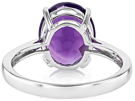 Purple Amethyst Rhodium Over Sterling Silver Solitaire Ring 3.96ct
